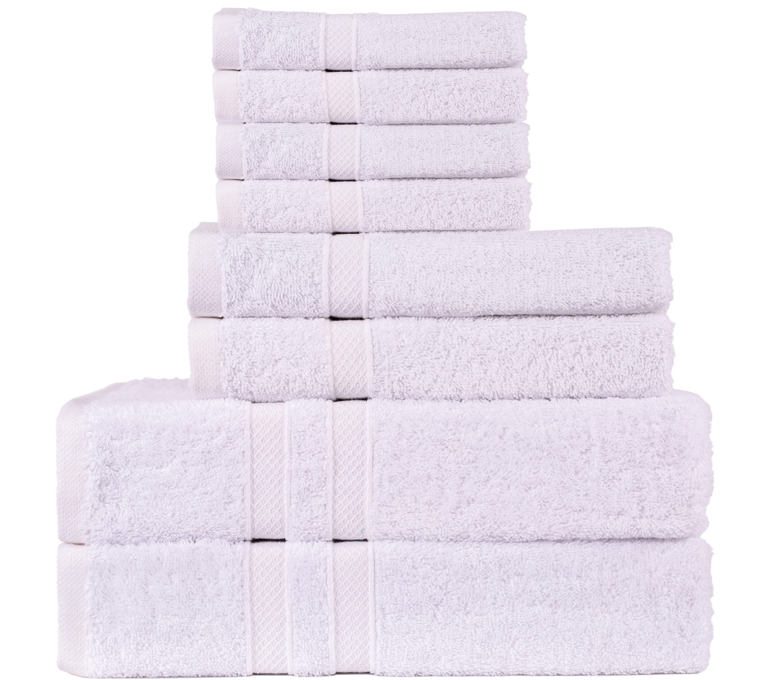Living Fashions 8 Pack Towel Set – 2 Bathroom Towels, 2 Hand